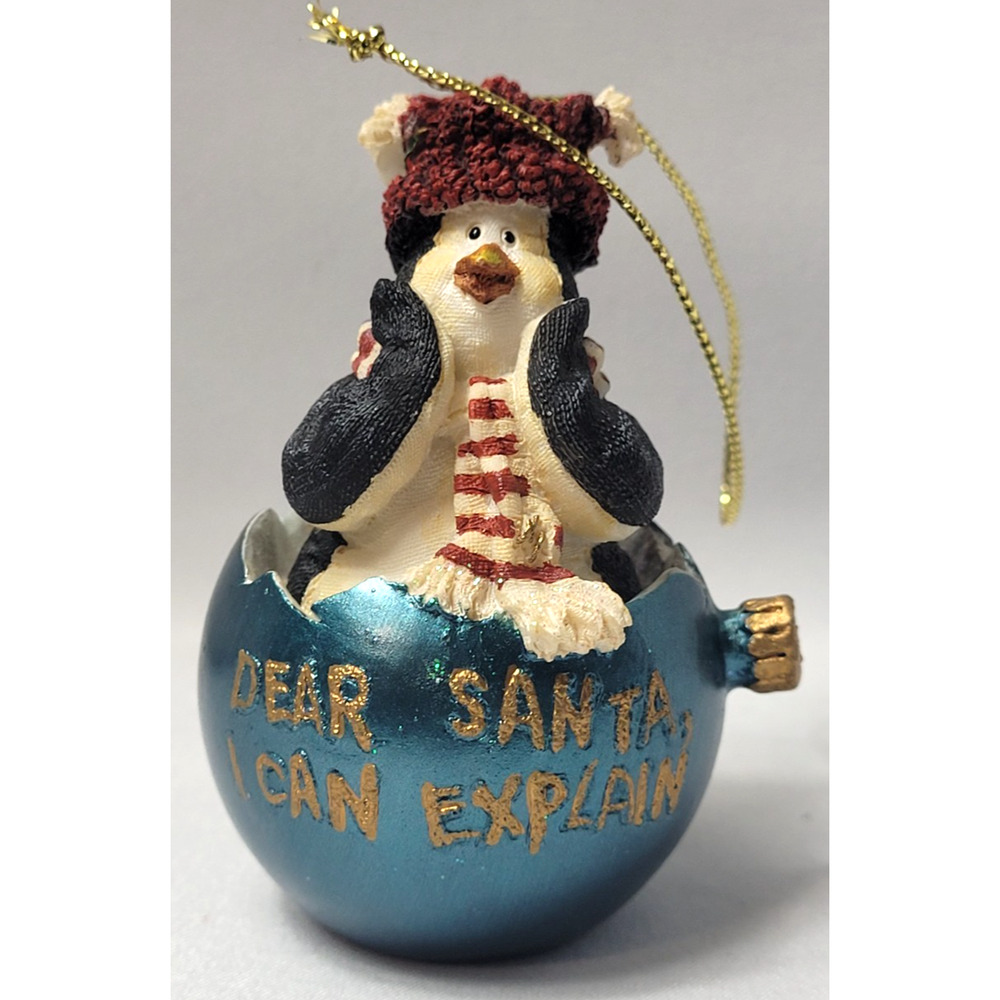 Boyds Collection Penguin Hanging Tree Ornament Santa I can explain ornament